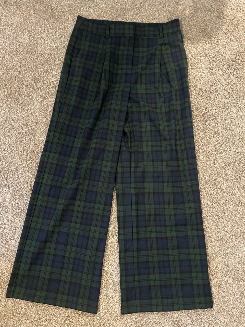 LOFT green and blue plaid slacks